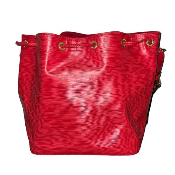 Vintage LOUIS VUITTON EPI LEATHER NOE PM Red Bucket Drawstring Shoulder Bag - Picture 7 of 15